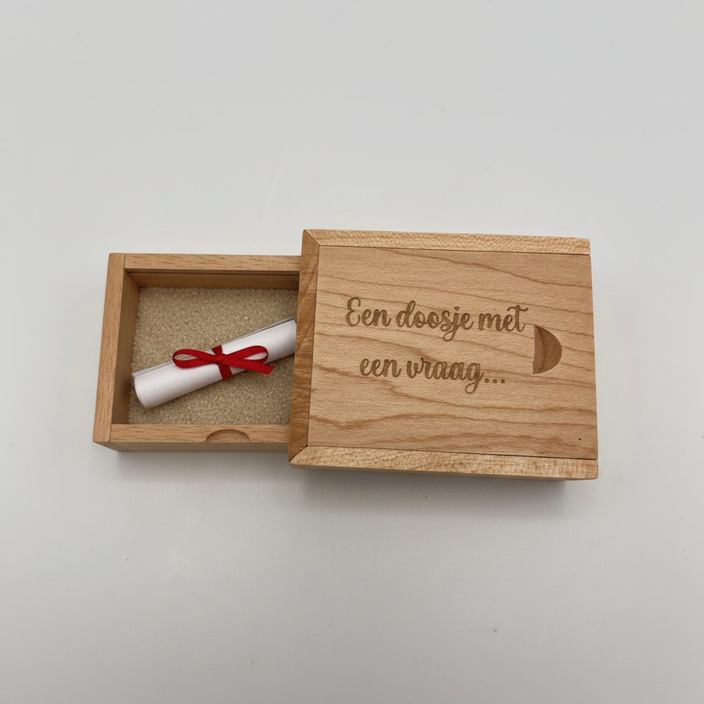 Houten doosje gesloten vierkant